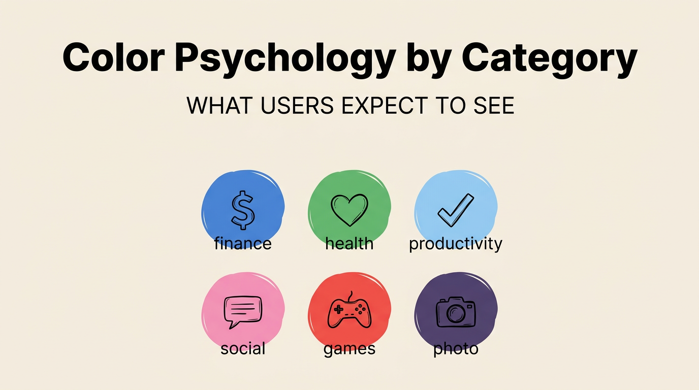 Color psychology by app category showing what colors users expect